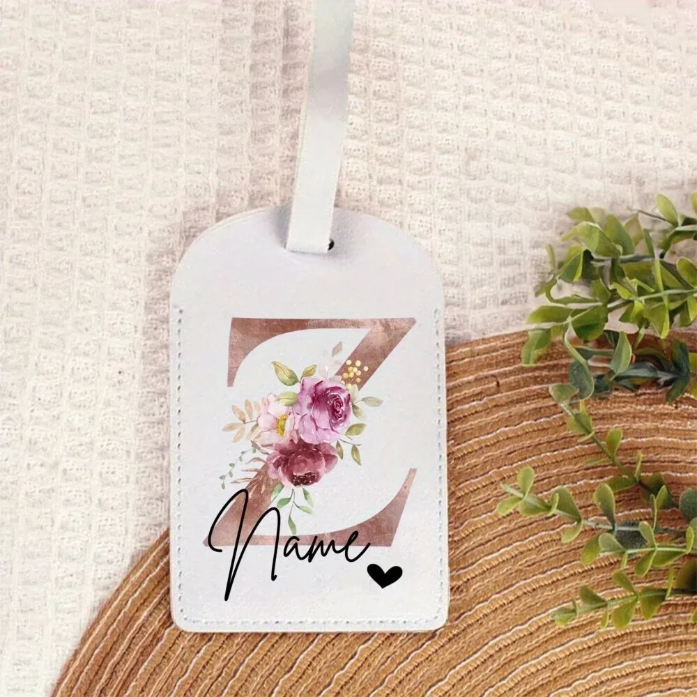 étiquette de bagage personnalisée avec nom | accessoires de voyage portables personnalisés en pu, avec monogramme imprimé tendance, idéaux pour les fêtes