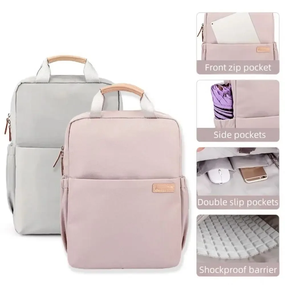 sac dos nylon bleu rose pâle noir antichoc imperméable poche téléphone épaules confortables usage voyage école