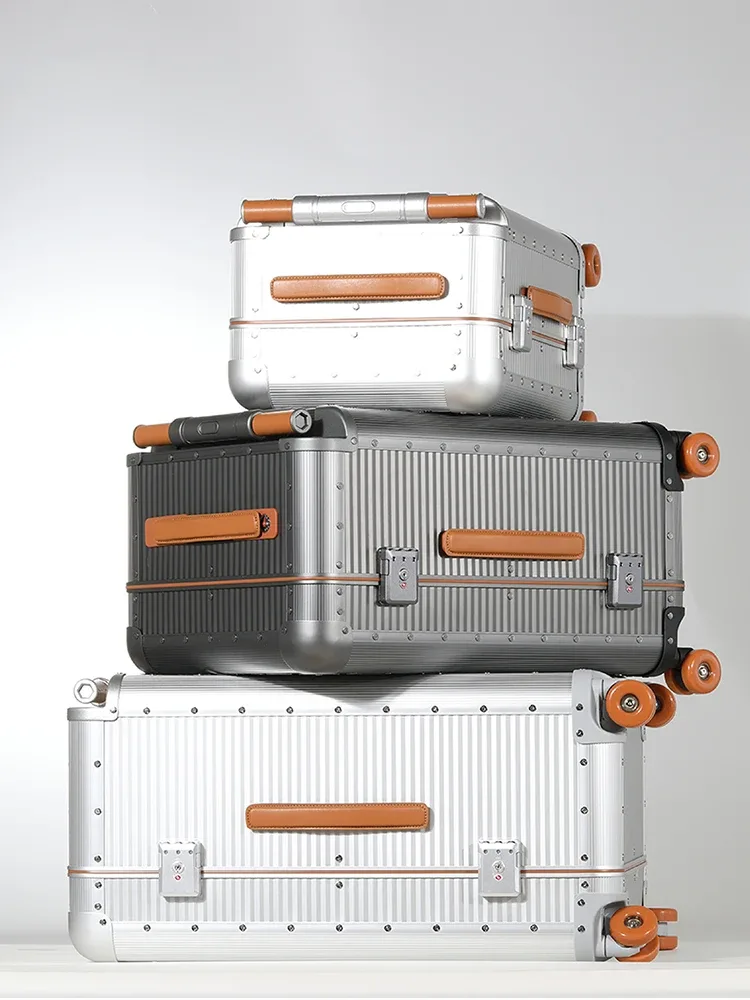 nouvelle valise en alliage d'aluminium-magnésium, 20 pouces, type tt, avec barre de traction et serrure tsa, valises métalliques 24/26 pouces