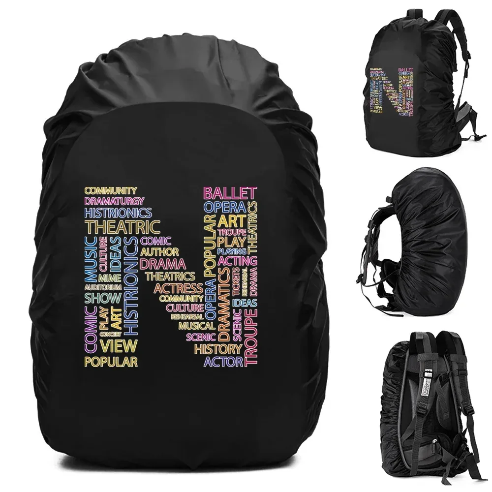 sac à dos imperméable pour homme, housse de pluie, camping en plein air, randonnée, escalade, sac à dos anti-poussière, texte imprimé, 20-70 l