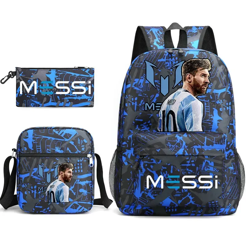 Sac Dos Toile Noir Motifs Bleu Blanc Bandoulière Amovible Pochette Assortie Ceinture Coussin Air Transport Décontracté