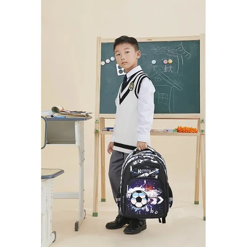 sac à dos imprimé de football pour enfant, cartable de voyage pour adolescent