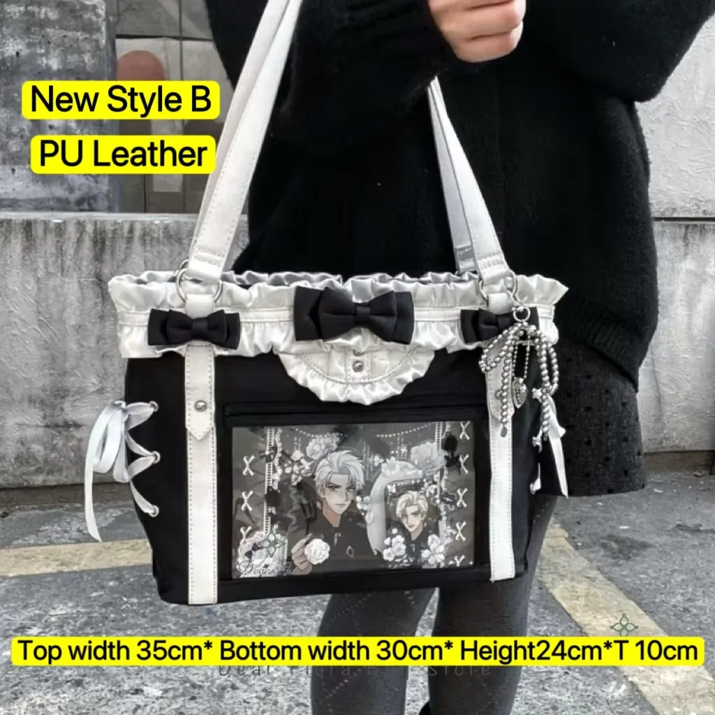y2k mignon japonais ins ita sac lolita fille fourre-tout transparent sac à bandoulière grande capacité sac à bandoulière décontracté bricolage affichage sacs à main