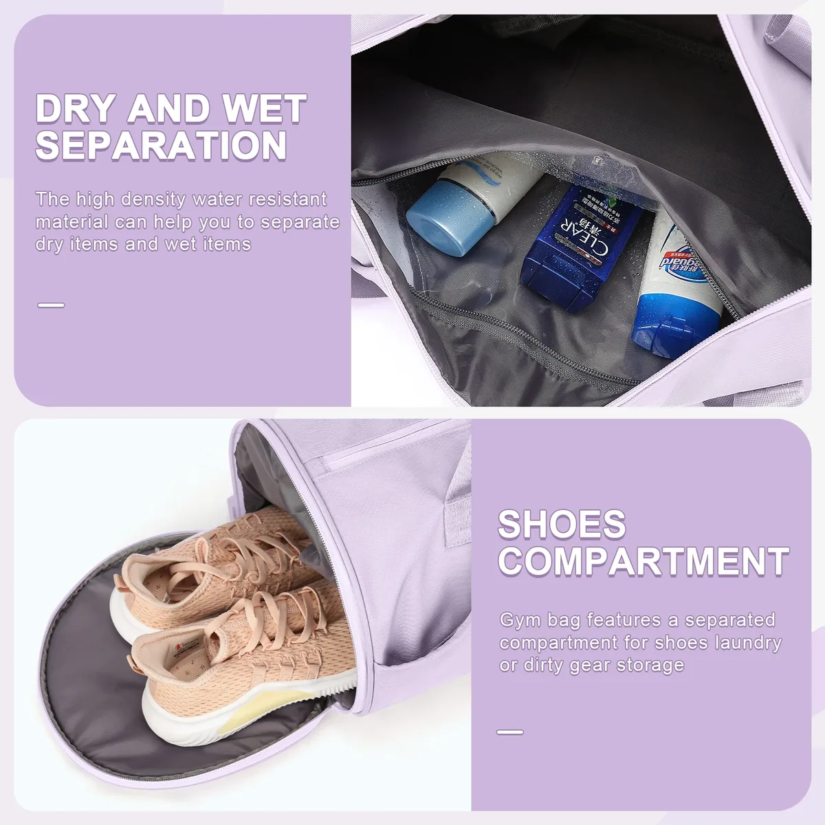 sac de sport pour femmes, sac de jour pour la salle de sport et le week-end, sac de voyage étanche avec compartiment pour chaussures et vêtements