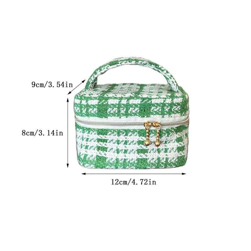 cadeau de noël, mini sac cosmétique en tweed mignon, petite bourse à monnaie, sac à rouge à lèvres, trousse de toilette, sac de voyage portable avec fermeture éclair, sac à main