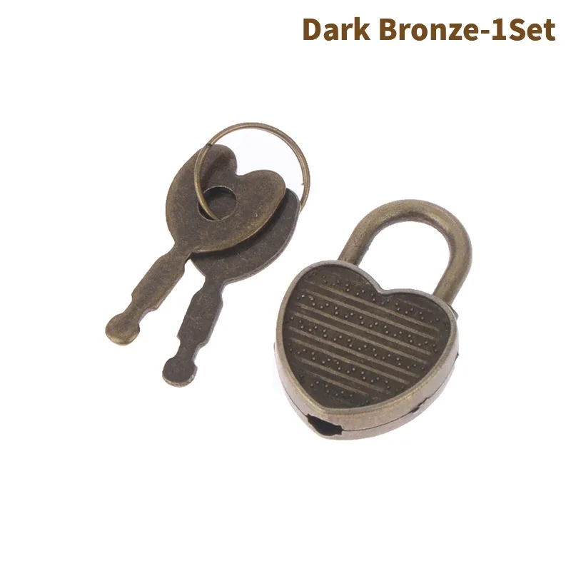 cadenas verrouiller métal forme coeur clé noir argent doré hautequalite voyage usage sécurité bagage journal boitebijoux collectible