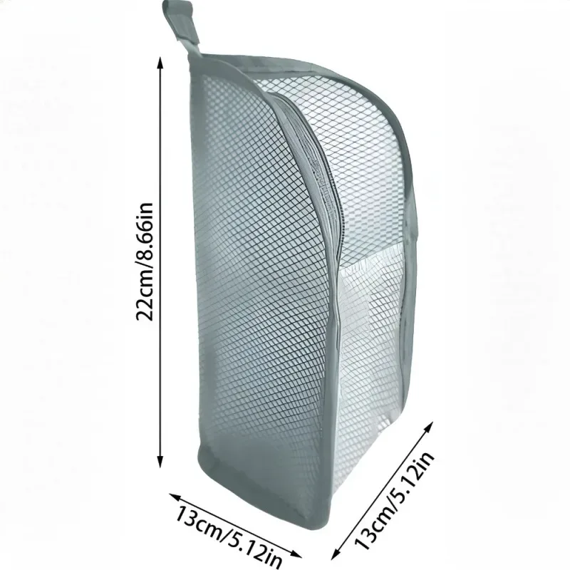 trousse de toilette portable en maille, organisateur de voyage suspendu léger et pliable transparent pour brosse à dents et articles de voyage