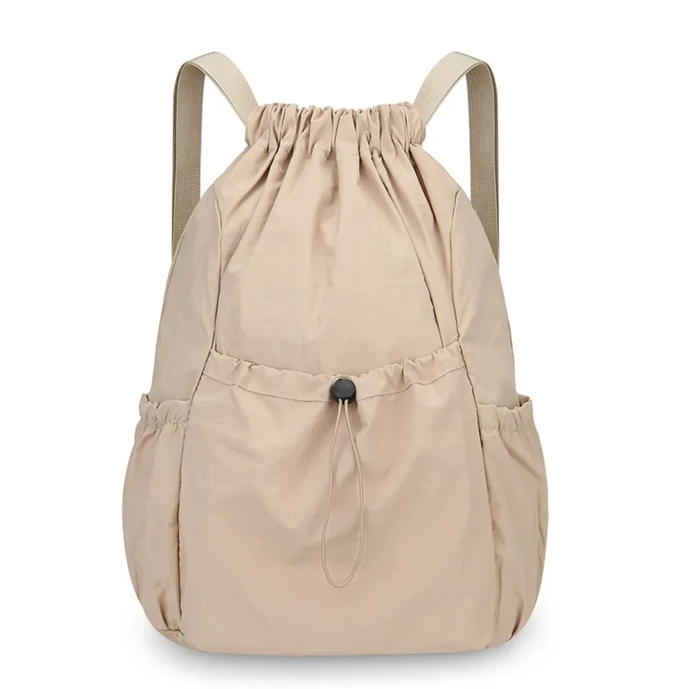 sac à dos de voyage décontracté de couleur unie, léger, de style coréen, avec cordon de serrage, grande capacité, pliable, cartable de sport pour étudiants