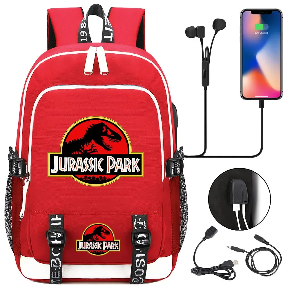 jurassic park world dinosaure adolescent usb charge sac à dos pour ordinateur portable femmes hommes filles garçons enfants école livre sac voyage sac à dos