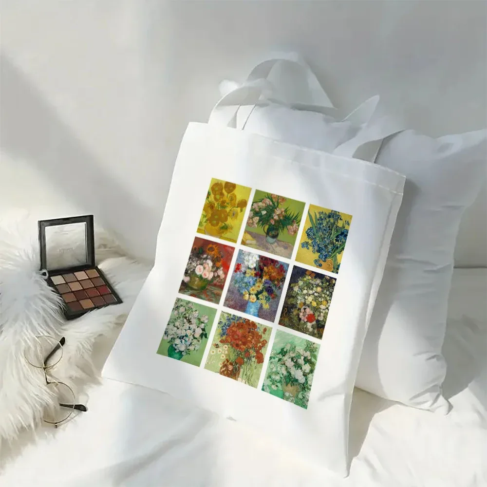 vincent van gogh sac fourre-tout capacitif, sac à bandoulière portable décontracté, sac de courses léger, grand sac en lin réutilisable