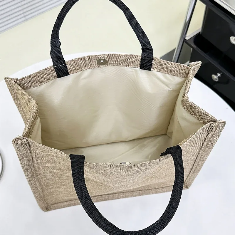 polarshe sac fourre-tout en toile personnalisé sac à main texturé en lin sac cadeau personnalisé pour femmes, mariage, plage, travail, voyages, usage quotidien