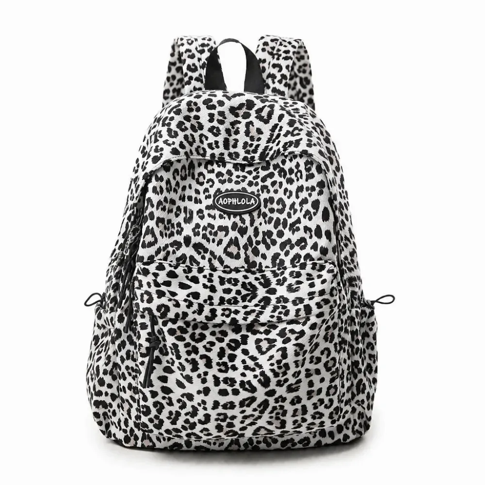 sac à dos décontracté à imprimé léopard pour ordinateur portable, grande capacité, multi-poches, cartable pour étudiants, sac de voyage en tissu oxford pour adolescentes
