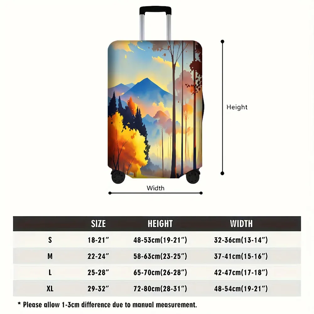 1 housse de bagage imprimée avec une vue sur la montagne et la forêt. s'adapte aux valises de 18 à 32 pouces ; protège efficacement vos bagages.