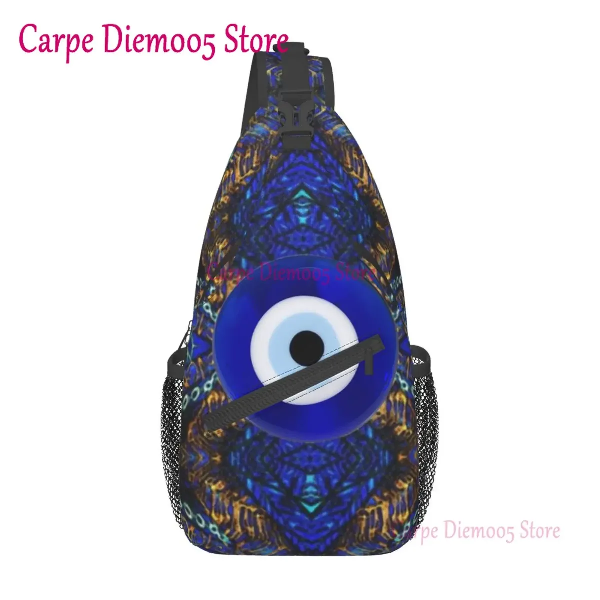 sac à bandoulière bleu marine et aqua nazar pour hommes, sac à dos porte-bonheur mauvais œil, sac de poitrine pour randonnée