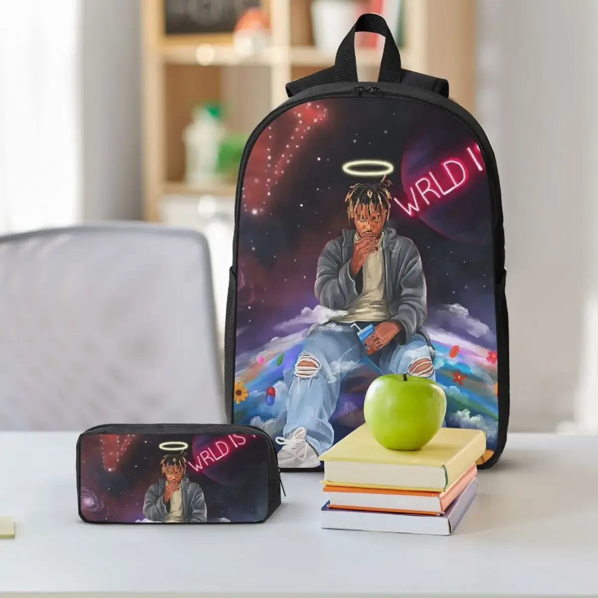 juice wrld streetwear sac à dos étudiant garçons filles bookbag sac d'école ordinateur portable sacs à bandoulière 3ps sac à déjeuner isolé trousse à crayons