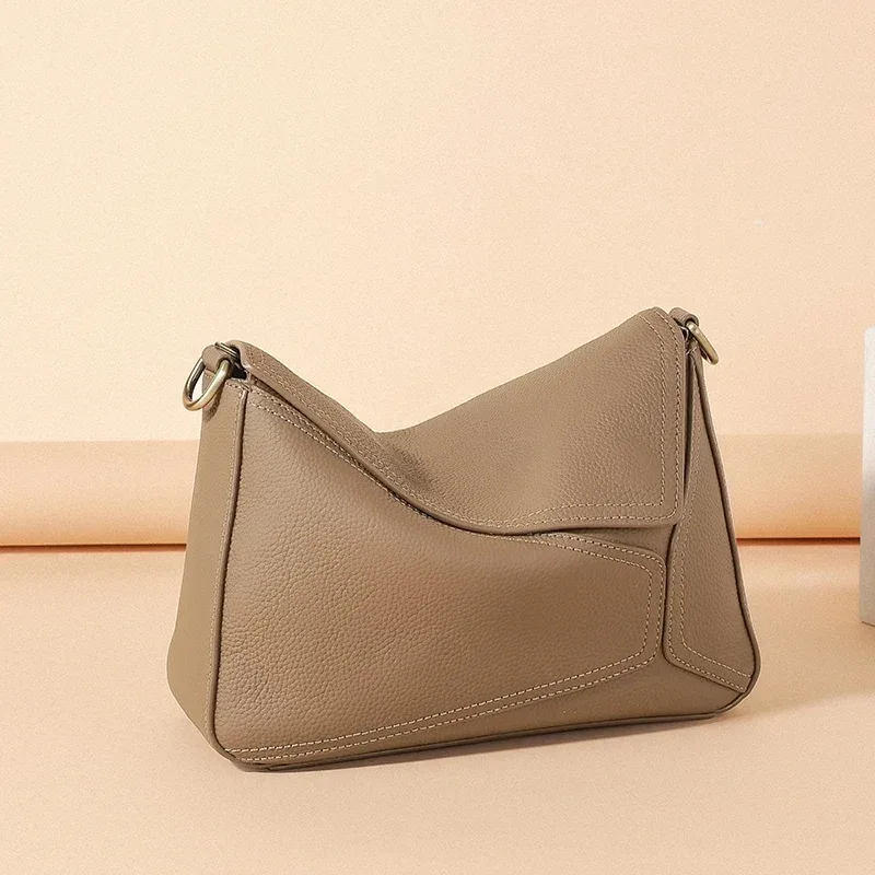 sac à bandoulière géométrique en cuir de vache 100% pur pour femmes, sac à bandoulière de couleur unie pour dames, grande capacité, oreiller, sac à main de luxe