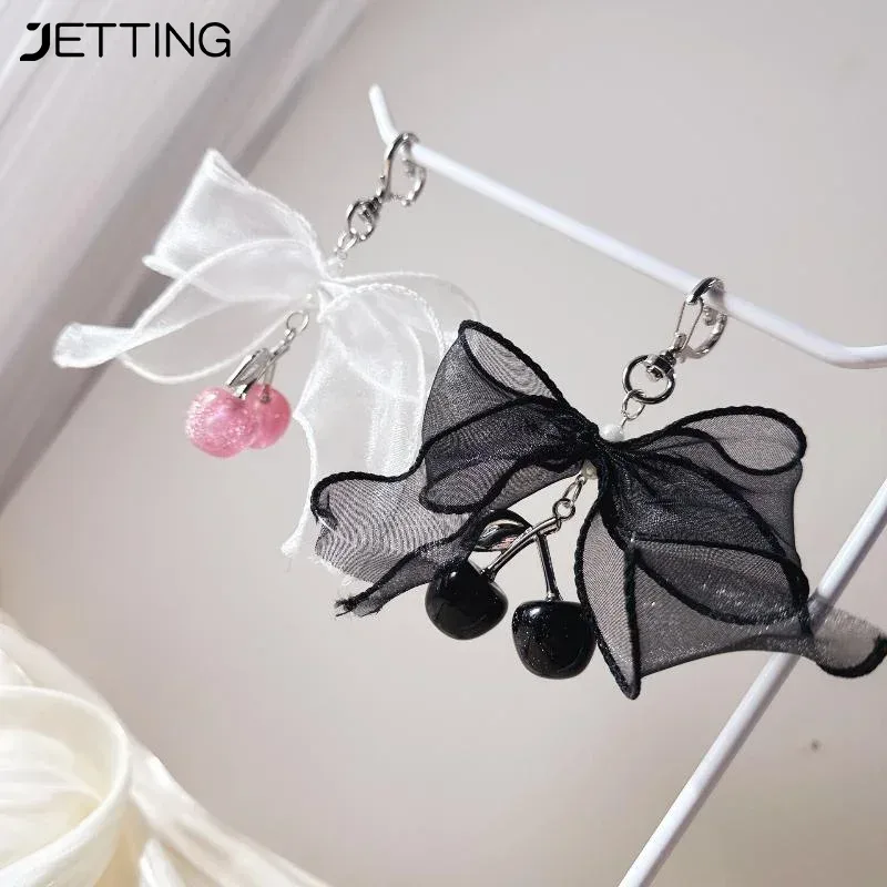 1/2 pièces mode perle cerise dentelle porte-clés chaîne sac charme tressé corde à la mode porte-clés pour sac à dos pendentif accessoires