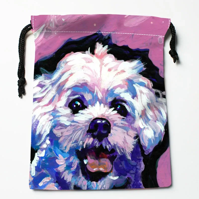sac à cordon personnalisé pour peinture de chien shih tzu, 18x22cm, petit sac de voyage en tissu pour femmes, pochette cadeau de noël