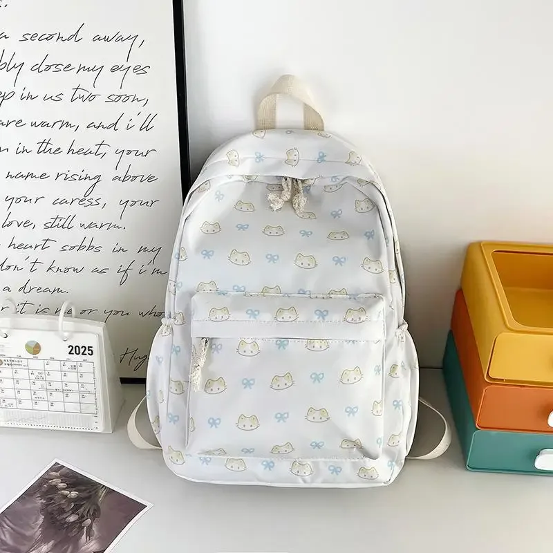 sac à dos imprimé chat de dessin animé mignon, cartable d'étudiant de grande capacité, sac girly délicat et tendance, sacs de voyage portables cadeaux