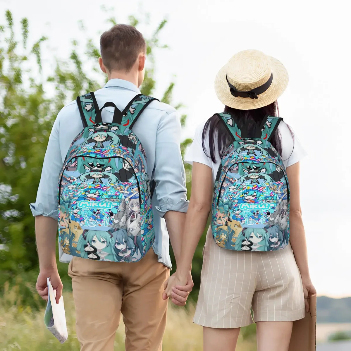sac à dos hatsune miku pour hommes et femmes, sac à dos décontracté pour étudiants, randonnée, voyage, sac à bandoulière pour l'université, en plein air