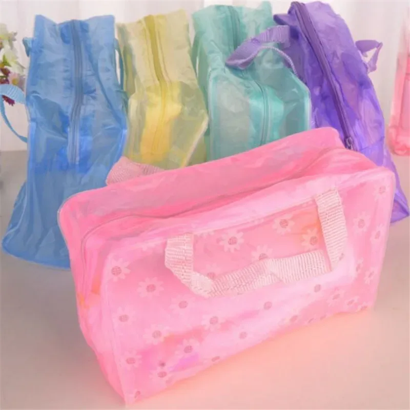 sac à cosmétiques transparent en pvc, 1 pièce, trousse de maquillage transparente pour femmes et filles, trousse de beauté étanche à fermeture éclair, trousse de toilette de voyage, sac à main