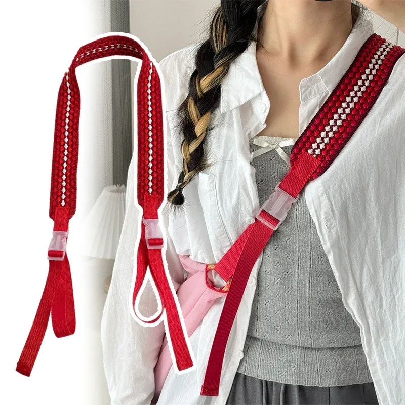 sangle de sac à bandoulière réglable en nylon brodé, bouton de traction, style sportif coloré, sangles d'extension de sac unisexe, accessoires de sac
