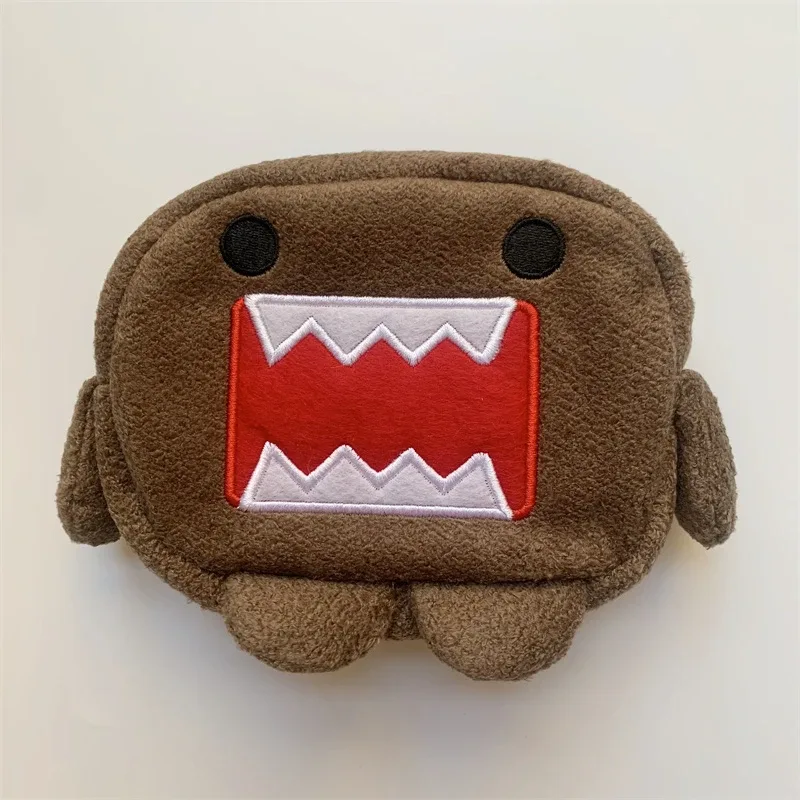 trousse polyester classique dessin animé visage souriant oeil noir bouche rouge oreille marron pochette maquillage voyage beauté