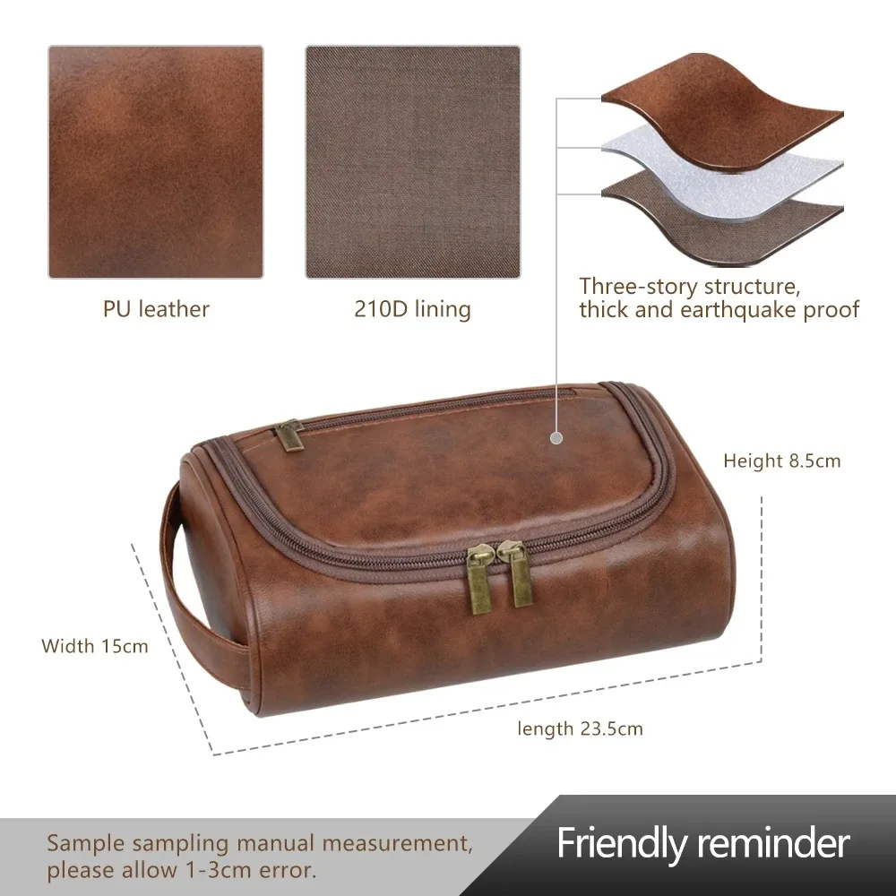 trousse de toilette de voyage de haute qualité pour femmes et hommes, sacs à cosmétiques rétro en cuir pu, trousse de maquillage de voyage étanche