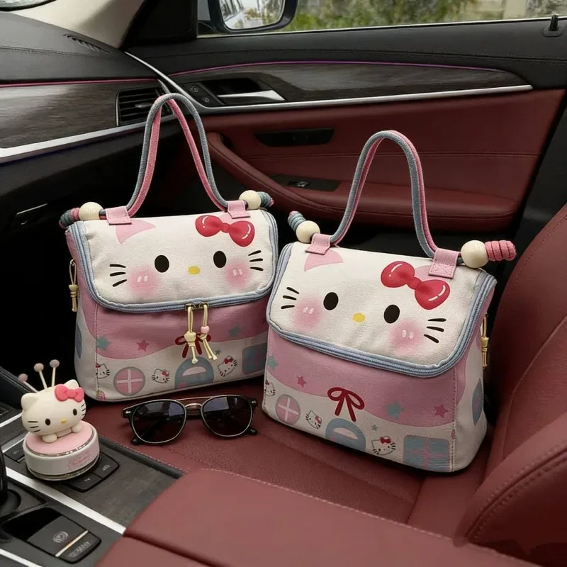 sac de voyage mignon de style dessin animé, design à compartiments grande capacité, trousse de toilette portable pour fille