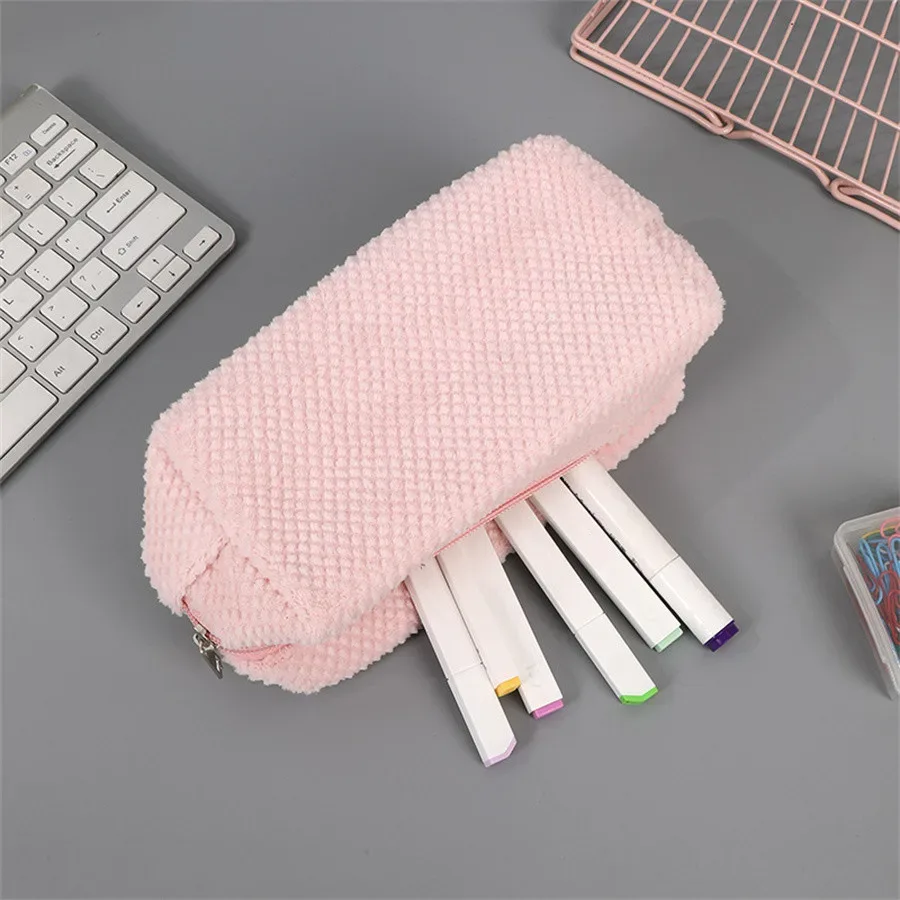 sac de rangement en peluche solide pour rouge à lèvres cosmétique, trousse à crayons, sacs à main de maquillage pour femmes, trousse de toilette pour filles, sacs à stylos d'évaluateurs de voyage