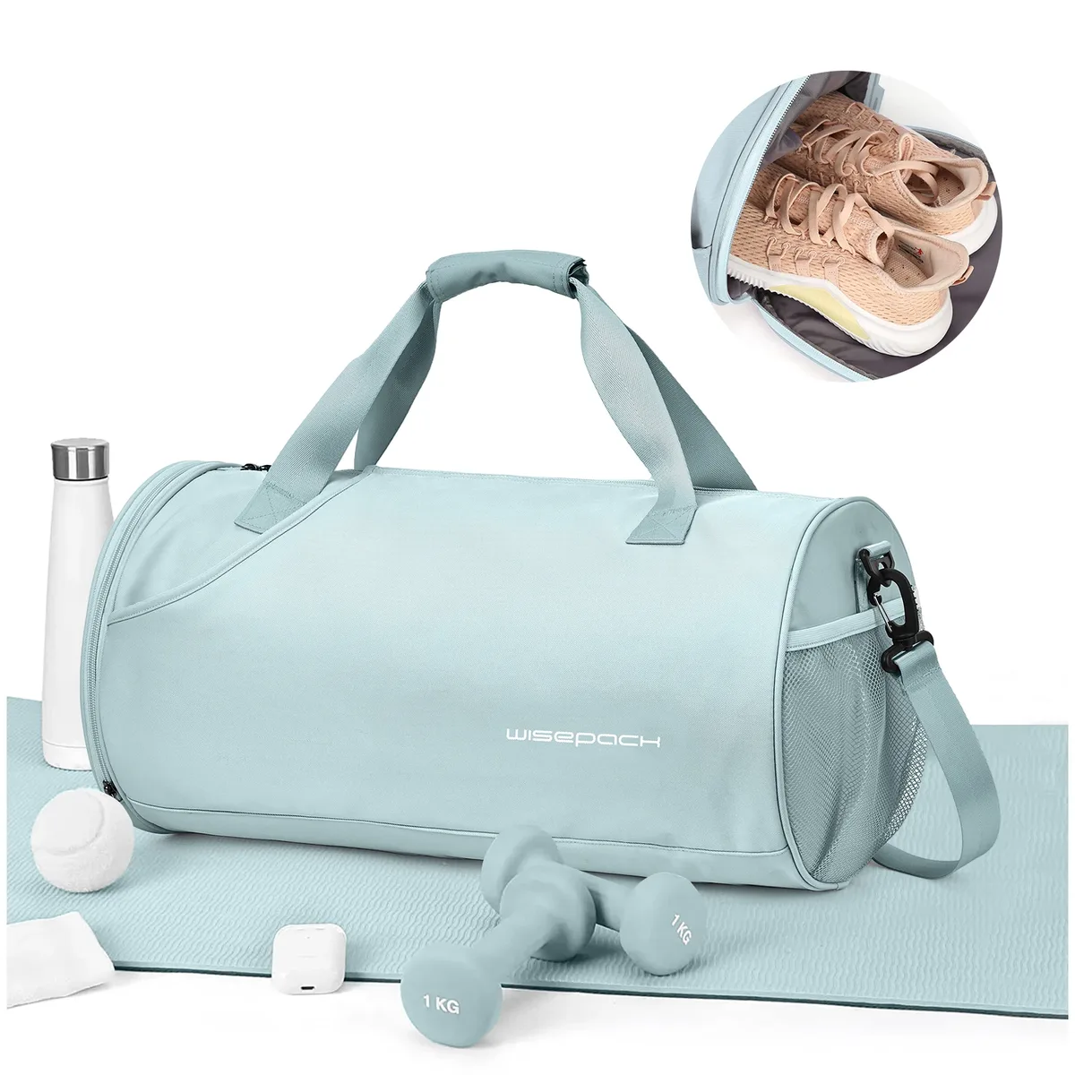 sac de sport pour femmes, sac de jour pour la salle de sport et le week-end, sac de voyage étanche avec compartiment pour chaussures et vêtements