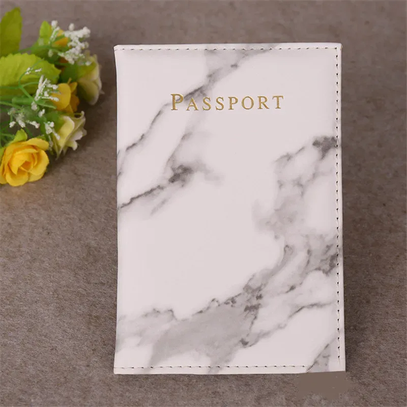 mode femmes hommes passeport couverture en cuir pu marbre style voyage id carte de crédit porte-passeport paquet portefeuille sac à main sacs pochette