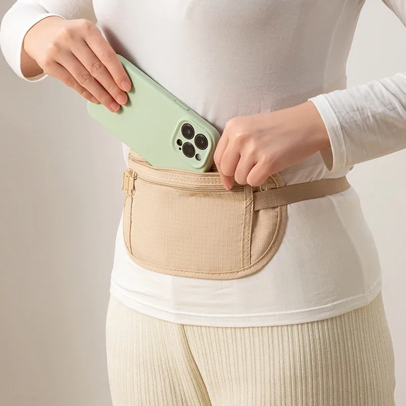 1 pièce sac banane de sécurité dissimulé pour la course, porte-passeport et portefeuille de voyage sécurisé