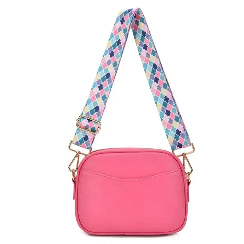 sangle sac nylon multicolore geometrique poignée amovible boucles dorées accessoire voyage femmes épaule adjustabilite