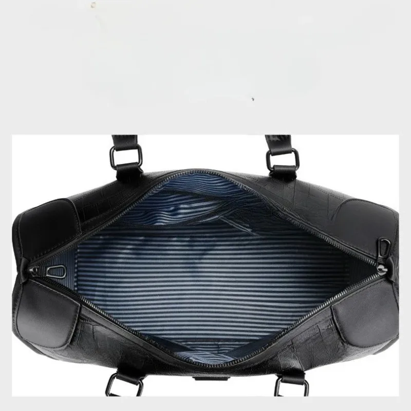 sac à main de mode pour hommes, fourre-tout de voyage d'affaires, sac de bagages de luxe en cuir pu alligator avec bandoulière, sacs à bandoulière