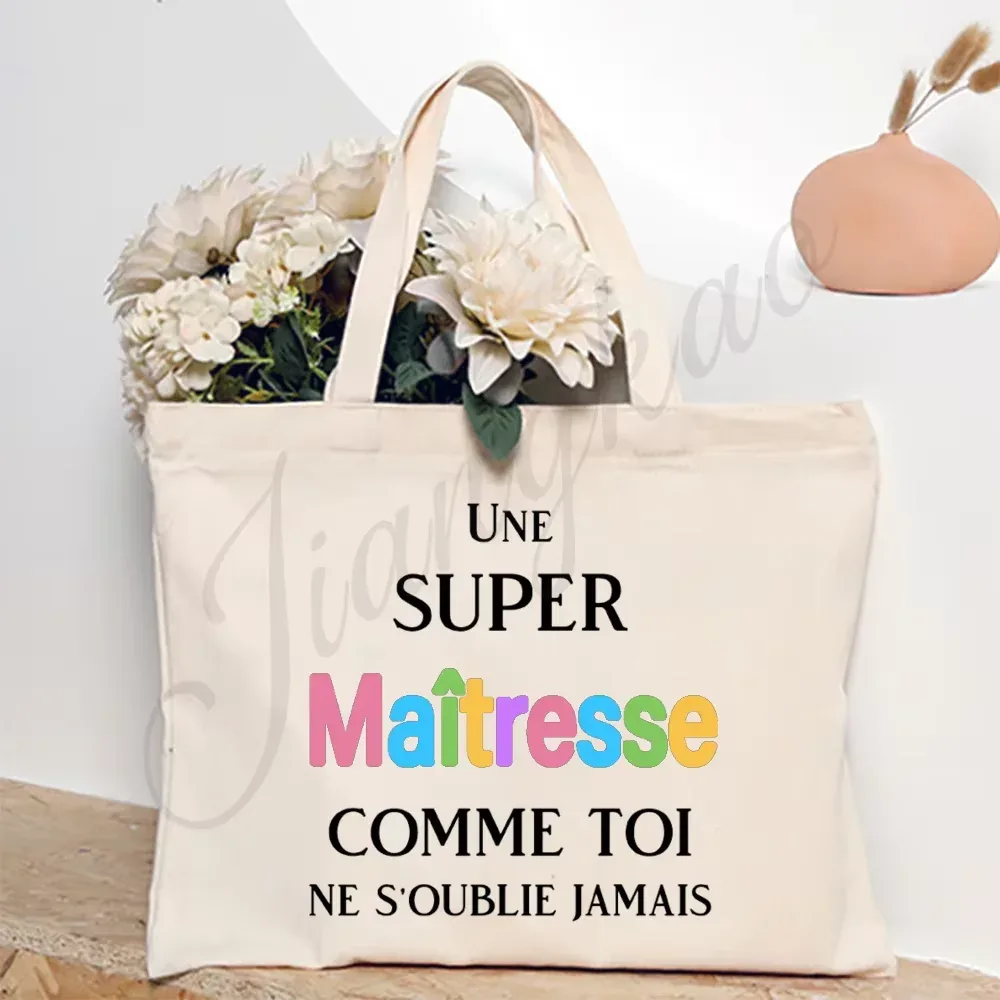 merci enseignant français impression femmes sac à bandoulière toile sacs à provisions femmes sacs à main sac fourre-tout réutilisable meilleurs cadeaux pour maitresse