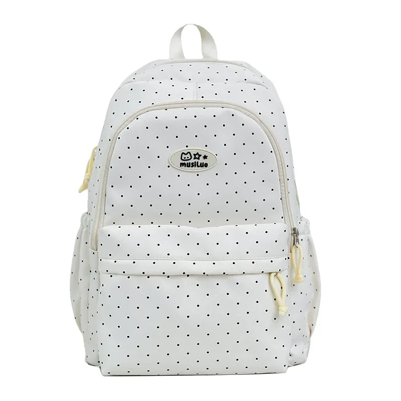sac à dos à pois de style frais, léger, grande capacité, sac à bandoulière double pour les élèves du collège et du lycée, matériau en nylon