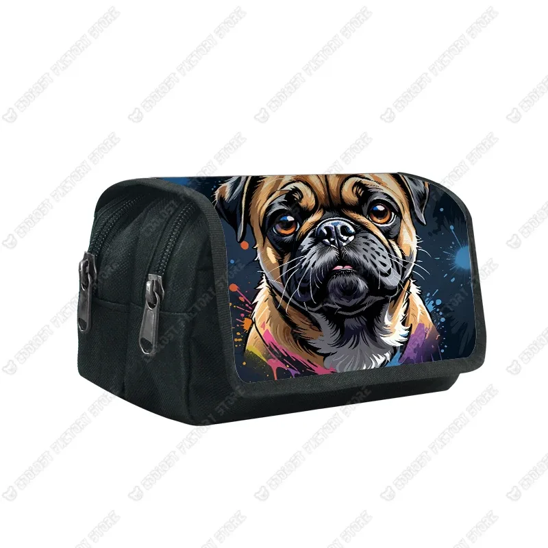 trousse à cosmétiques motif chien d'interconnexion, papeterie de maquillage, troupeau de contribuables allemands, chiots shih tzu, sac à crayons, porte-pinceaux