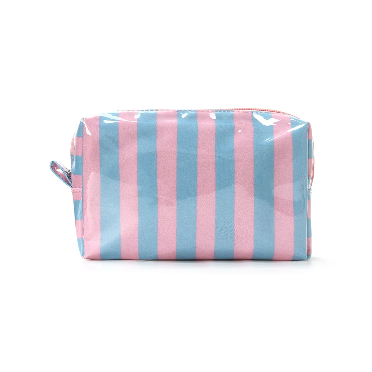 fh trousse de maquillage grande capacité bicolore, sac de rangement cosmétique portable de voyage, sac de rangement rayé, haute valeur esthétique