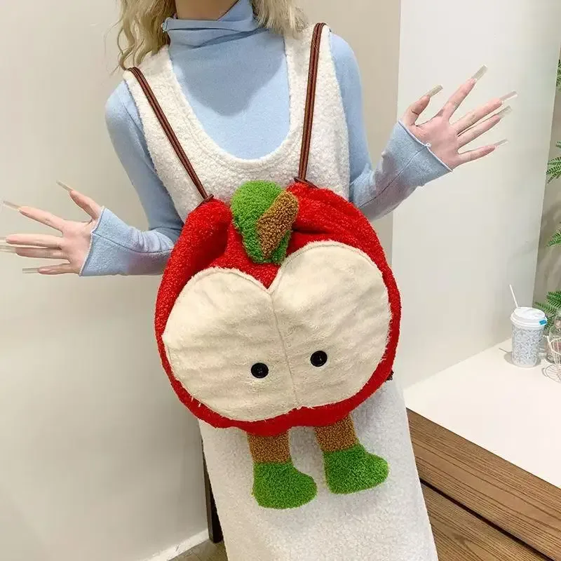 sac dos polyester rouge pomme moelleuse bandoulière arquée chain brodée grande capacité voyage cosplay