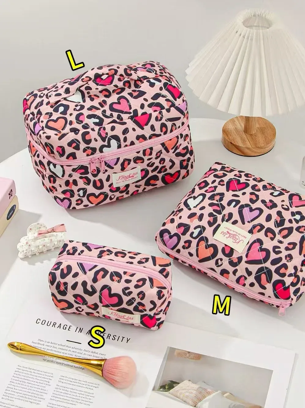 sac de maquillage en coton matelassé pour femmes, 1 pièce, mignon, fermeture éclair, organisateur de cosmétiques, sac à main en tissu en forme de boîte, trousse de toilette portable pour filles
