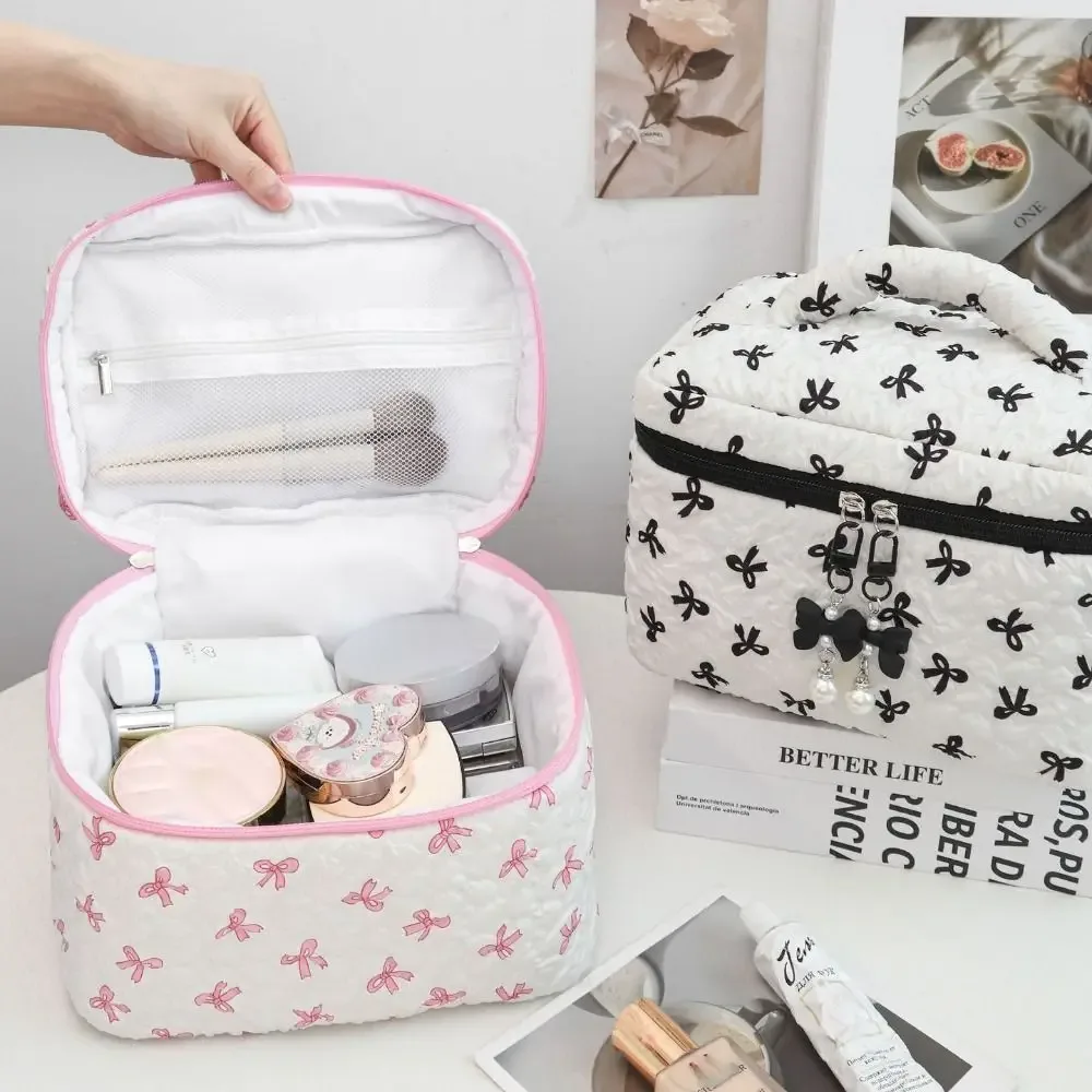 sac à cosmétiques imprimé grande capacité, rangement de documents roses, pochette de maquillage en poudre, sac de voyage, mode, bow107