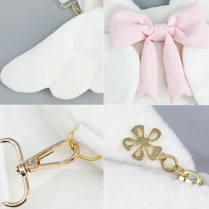 sac à dos en peluche avec ailes d'ange pour filles, sac de cosplay japonais y2k kawaii mignon lolita jk, uniforme, pour fête, cadeau d'anniversaire, sac à main scolaire