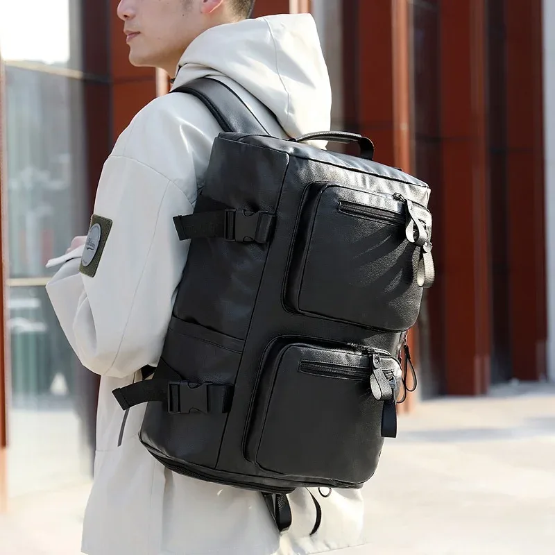sac à dos de voyage multifonctionnel en cuir pu, sac à bandoulière pour voyage d'affaires, sac à main, compartiment à chaussures indépendant