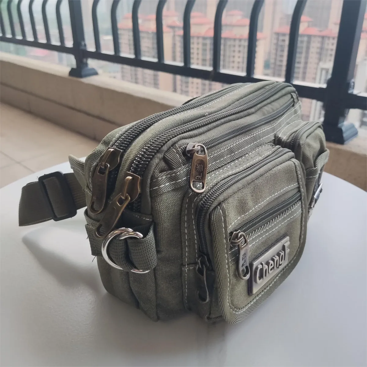 sac de taille multicouche à fermeture éclair à la mode, sac banane de poitrine rétro basique en toile, sac à bandoulière de sport pour hommes, poche pour téléphone de course