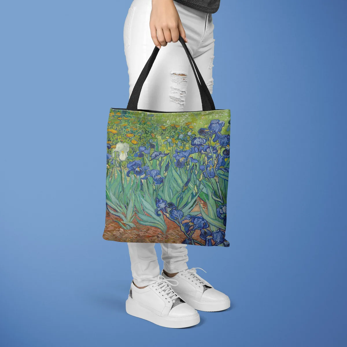 [bouche en toile] sac en toile imprimé peinture à l'huile sac fourre-tout léger pour femme sac à main quotidien sac à provisions multifonctionnel