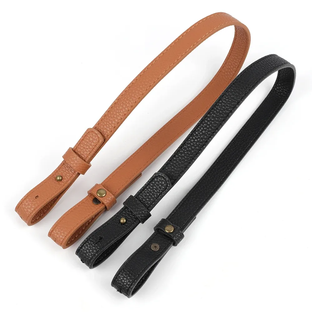 sangle de sac à bandoulière en cuir motif litchi réglable avec fermoir à pression, poignée de sac à main, couleurs noir et marron, ceinture de sac en cuir