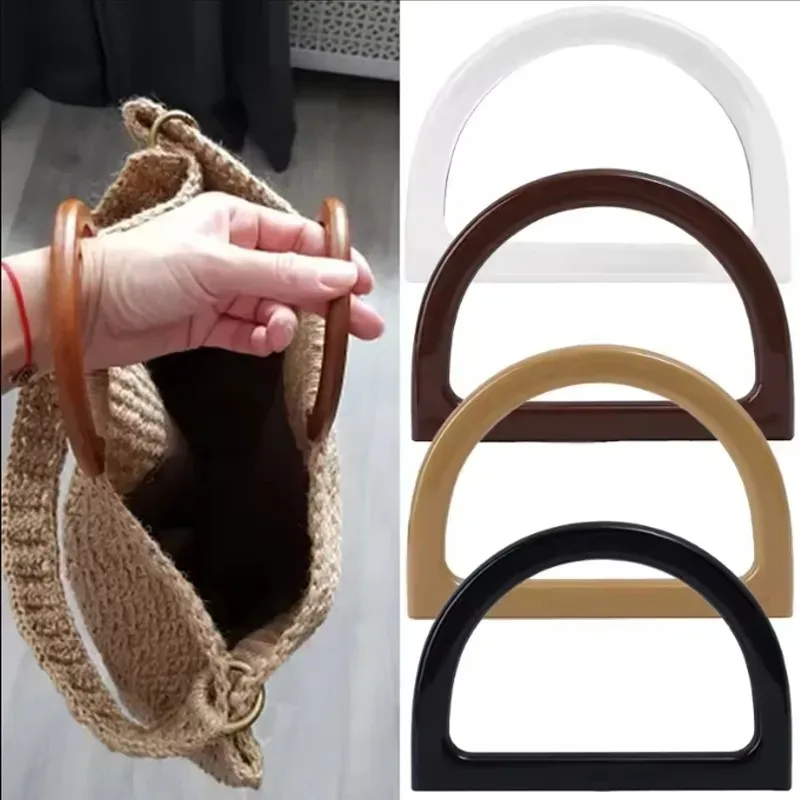 lot de 10 poignées de sac en forme de d en résine pour diy, poignées de remplacement pour sacs à main, sacs fourre-tout, accessoires de sac en gros