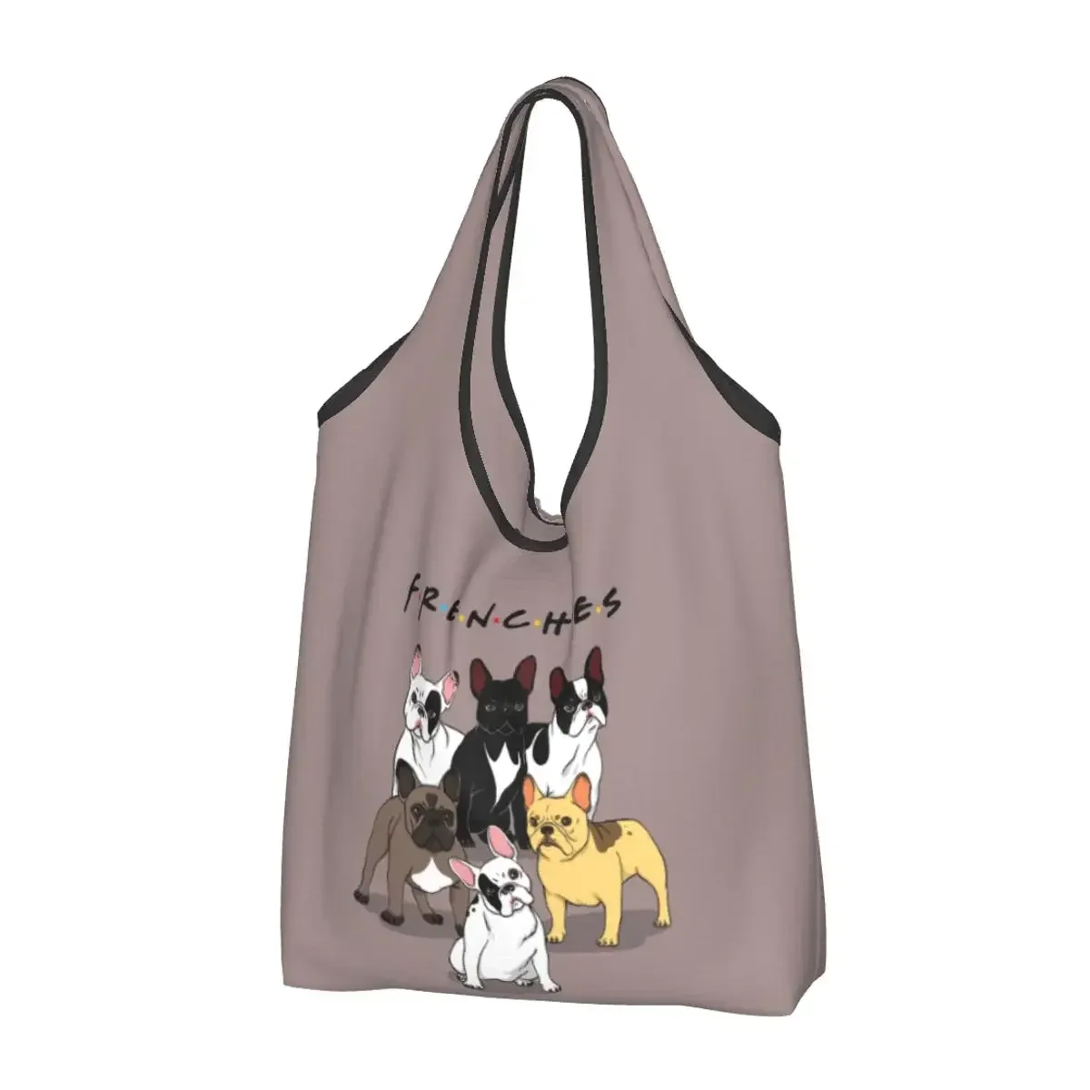 sac à provisions portable pop art pour femme, style bungalow, bouledogue français, sac fourre-tout pour chien, cadeau pour animal de compagnie, sacs d'épicerie