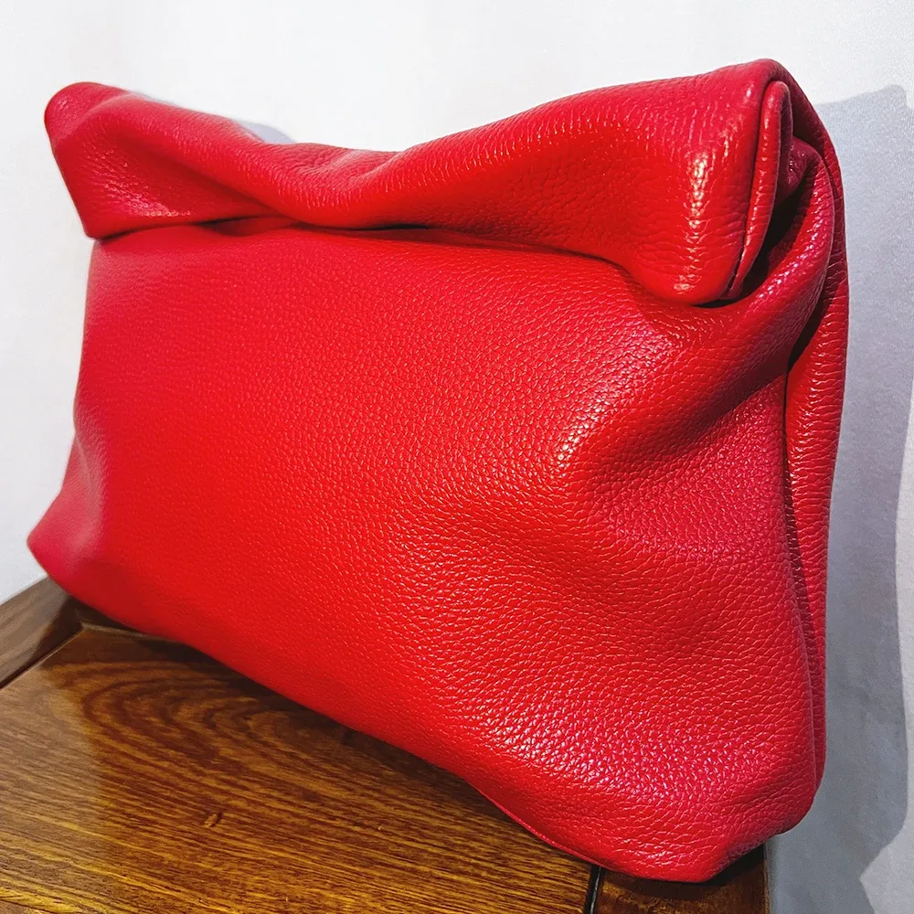 sac à main en cuir de vachette 100% authentique, sac à main pliable de haute qualité pour femmes, sac à main de créateur simple avec poignée magnétique